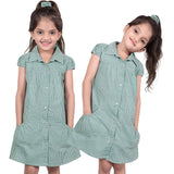 A2Z 4 Kids Girls Dress Pack of 2 School Uniform Pleated Gingham Checked Summer Dressess with Bobble Breathable Comfortable Lightweight Clothing PE Age 3-14 Years