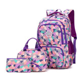 Bansusu Geometric Print Backpacks for Girls Boys School, Capacity School Girls Backpacks for Kids Water-resistant Bookbags, Black-S