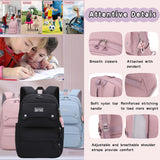 Solid Color School-Bags Black Backpacks for Teens Girls, Multi-pocket Elementary Girls Bookbags,Lightweight Casual Daypack