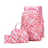 Bansusu Geometric Print Backpacks for Girls Boys School, Capacity School Girls Backpacks for Kids Water-resistant Bookbags, Black-S