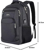School Backpack Boys / Girls / Teenagers, Backpack School, Laptop Backpack for Men / Women, Daypacks Business Backpack with USB, Charcoal, 15,6 Zoll, Rucksack