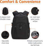 Amazon Basics 15.6-Inch Laptop Backpack, Water Resistant Rucksack for Business Travel, Work or School, Padded Shoulder Straps, Black