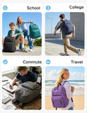 VASCHY School Bag,Lightweight Dual Compartment School Backpack for Teen Boys Girls Water Resistant Unisex 15.6inch Casual Rucksack for Mens/Womens/College/Work/Travel, Black
