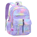 VIDOSCLA Cute Coloful Casual Daypack for Girls,Teens Elementary School Backpack,Primary Book Bags forTeens Gradient purple-L