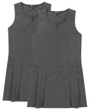 Pack of 2 - Girls Pleated School Pinafore (Heaton) Heart Zip Grey Black 3-16 Years
