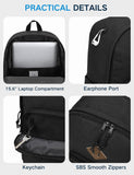 School Backpack, 15.6 Inch Classic Lightweight Water-Resistant Rucksack Backpack for Men Women Teens Girls Boys Kids to School, College, Travel, Work