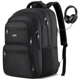 Paude Laptop Backpack,School Backpack Large Bookbag for High School College Students,Black Backpack for Men Office Business,Waterproof