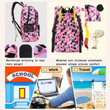 Bansusu Geometric Print Backpacks for Girls Boys School, Capacity School Girls Backpacks for Kids Water-resistant Bookbags, Black-S