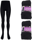 Girls Uniform Tights Leggings Pack Of 2 Girls Tights (3 To 14 Years) - Soft Cotton Rich Lycra School Tights Leggings Comfortable Fit, Black Navy Grey