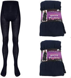 Girls Uniform Tights Leggings Pack Of 2 Girls Tights (3 To 14 Years) - Soft Cotton Rich Lycra School Tights Leggings Comfortable Fit, Black Navy Grey