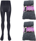 Girls Uniform Tights Leggings Pack Of 2 Girls Tights (3 To 14 Years) - Soft Cotton Rich Lycra School Tights Leggings Comfortable Fit, Black Navy Grey