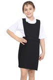 Black School Uniform  Bib Pinny Pinafore Dress Pleated Sides For  Kids Girls Machine Washable