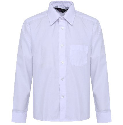Boys Polycotton Durable Fabric White Long Sleeve Shirt Kids School Uniform