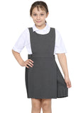 Grey For Kids Girls School Uniform Bib Pinny Pinafore Dress Pleated Sides Machine Washable