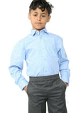 Blue Boys Long Sleeve Shirt Kids School Uniform Polycotton
