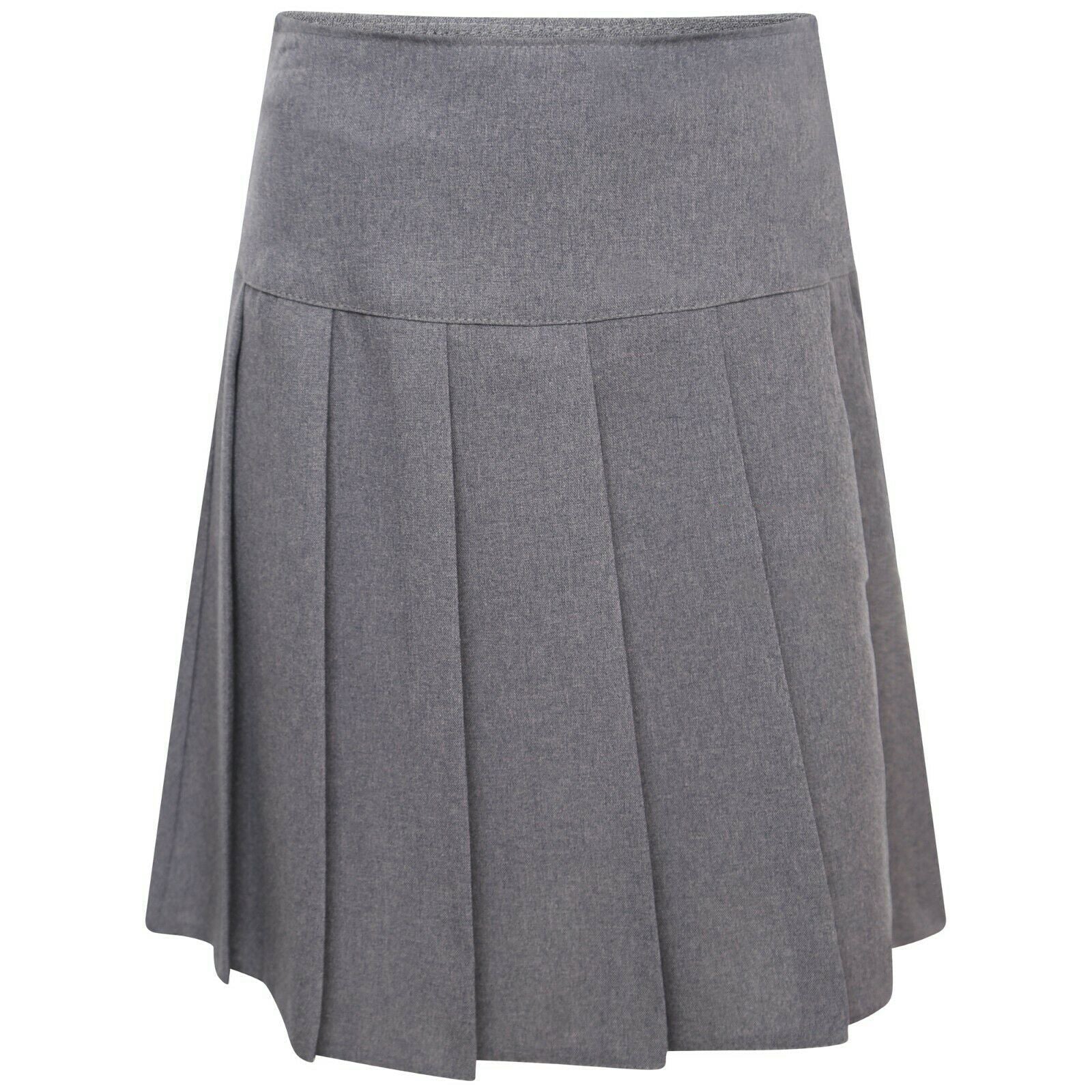 Grey School Uniform All Round Knife Pleated Girls Skirt with Side Zip Closure Machine Washable