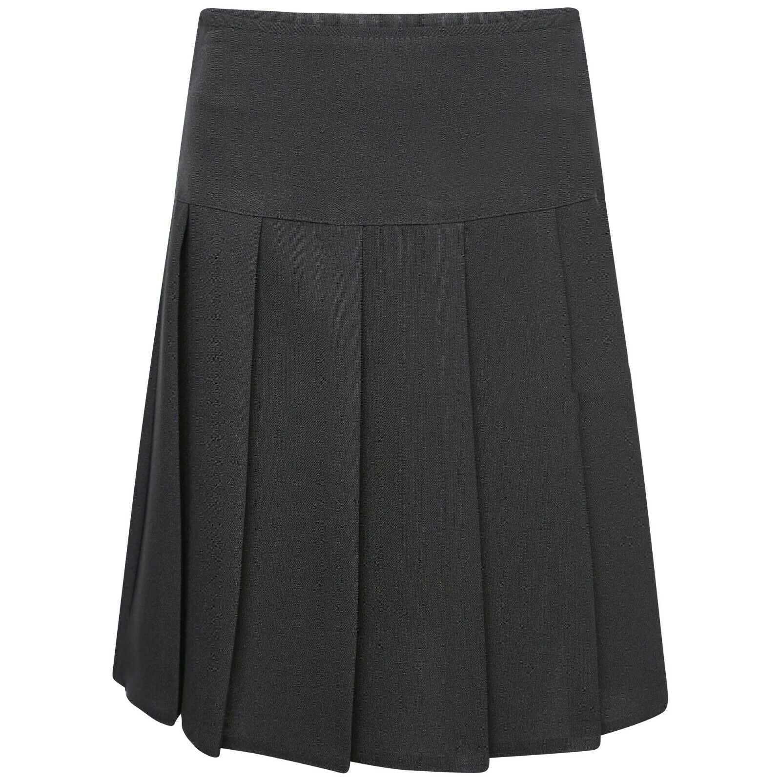 Black School Uniform All Round Knife Pleated Girls Skirt with Side Zip Closure Machine Washable
