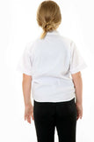 Revere Poly Cotton Fabric Collar Blouse School Uniform Shirts White Short Sleeve For Kids Girls