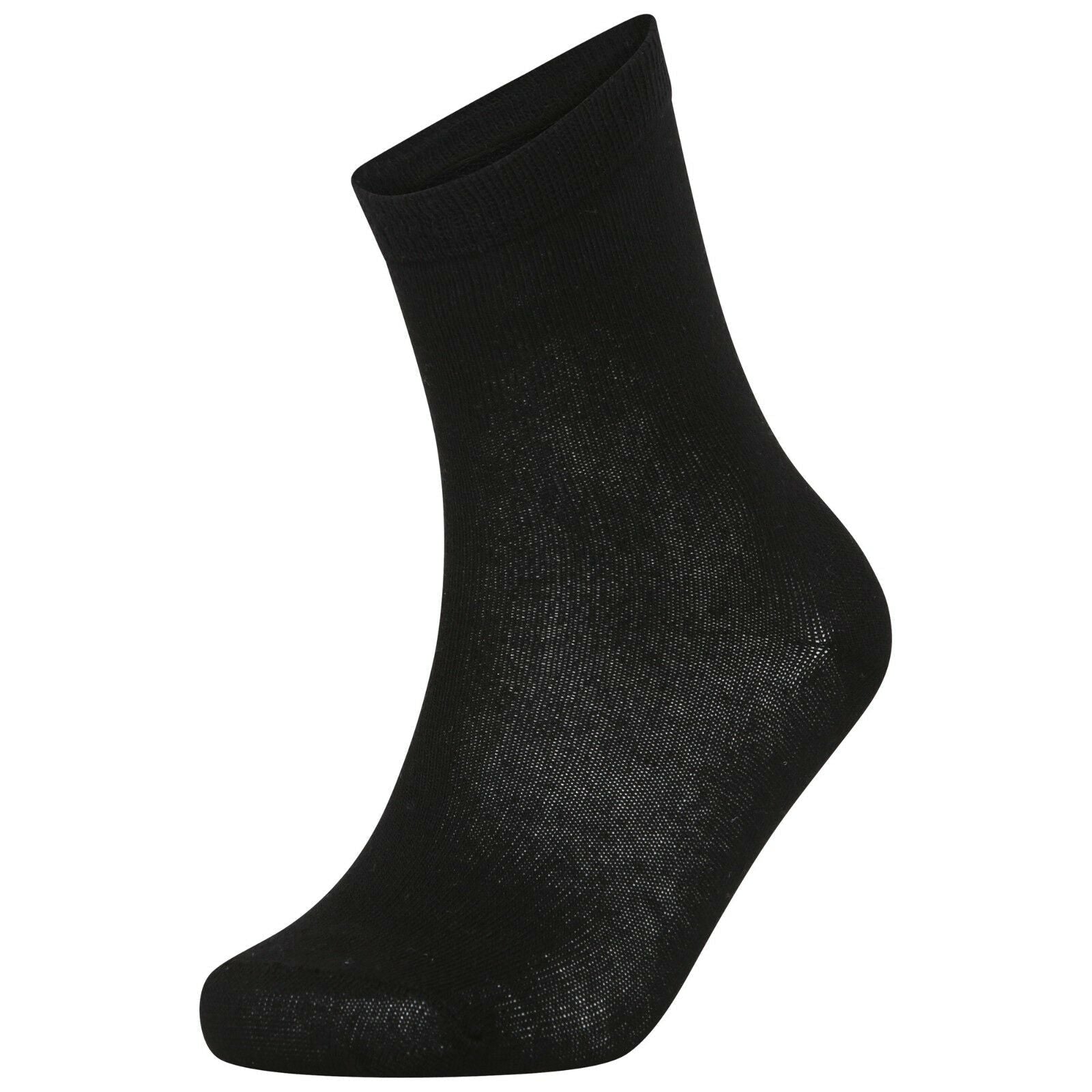 Girls Boys Unisex Children's Kids Ankle Socks Plain Cotton Mix  Back to School Socks 6 Pairs -Black