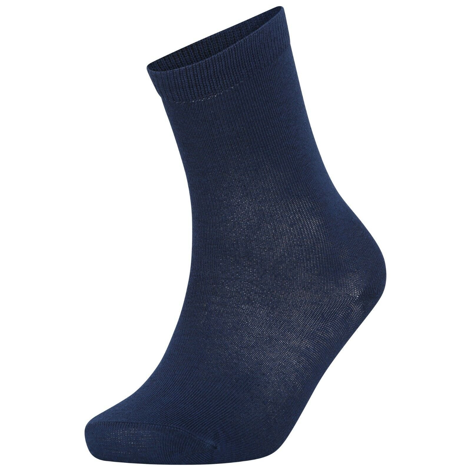 Girls Boys Unisex Children's Kids Ankle Socks Plain Cotton Mix  Back to School Socks 3 Pairs -Navy Blue