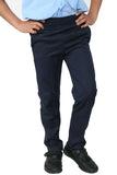 Boys Back School Trousers Easy Wear Pull Up Elasticated  -Navy Age 2-10