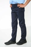 Boys Back School Trousers Easy Wear Pull Up Elasticated  -Navy Age 2-10