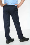 Boys Back School Trousers Easy Wear Pull Up Elasticated  -Navy Age 2-10