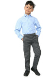 Boys Pull Up Elasticated Back School Trousers Easy Wear -Grey Age 2-10