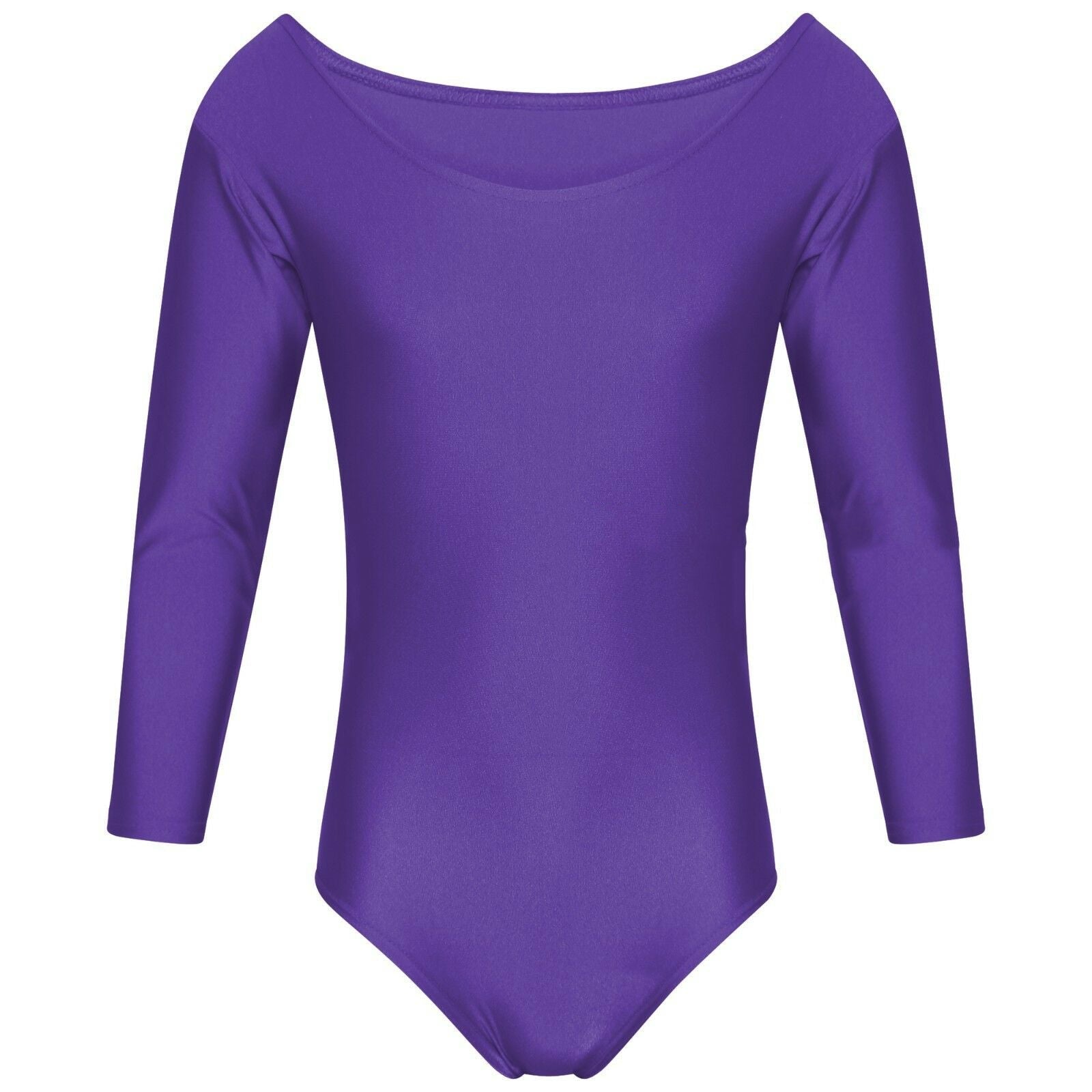 School Uniform of Kids Girls Leotard Long Sleeve Sports Gymnastics Ballet Dance -Purple