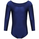 School Uniform Leotard Long Sleeve Sports Gymnastics Ballet Dance -Navy Blue For Kids & Girls