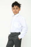Boys Polycotton Durable Fabric White Long Sleeve Shirt Kids School Uniform