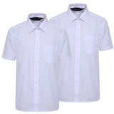 Pack of 2 Boys Children Kids Poly Cotton Fabric School Uniform Shirt Short Sleeve White Colour