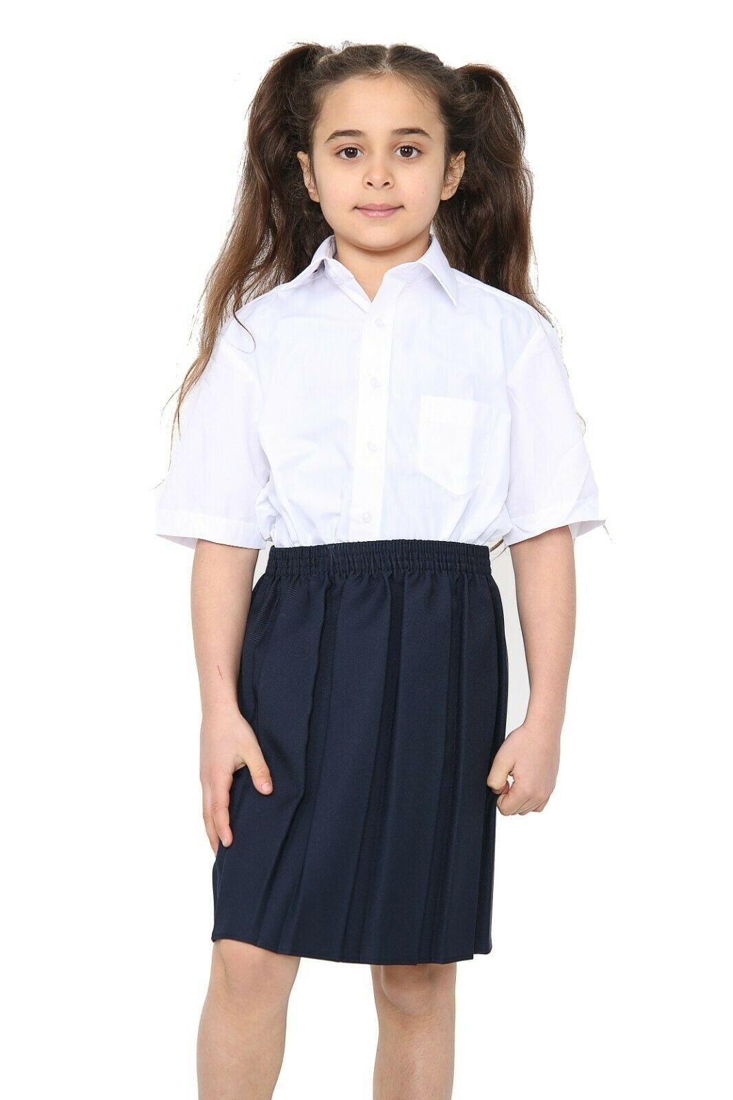 School Uniform Skirt Box Pleated Elasticated Waist -Navy For Girls