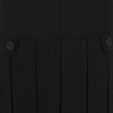 School Uniform Pleated Zip Pinny Pinafore Dress Zip Closure -Black For Kids Girls