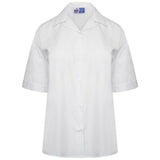 School Uniform Poly Cotton Fabric Revere Collar Blouse Shirts White Short Sleeve Smart Kids Girls
