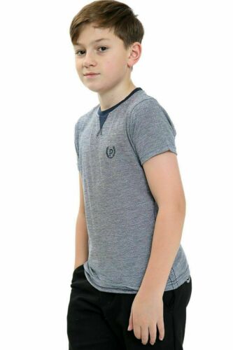 Boys Kids Round Neck T-Shirt Top Tile Knit Patern Cotton Rich Breathable Fabric